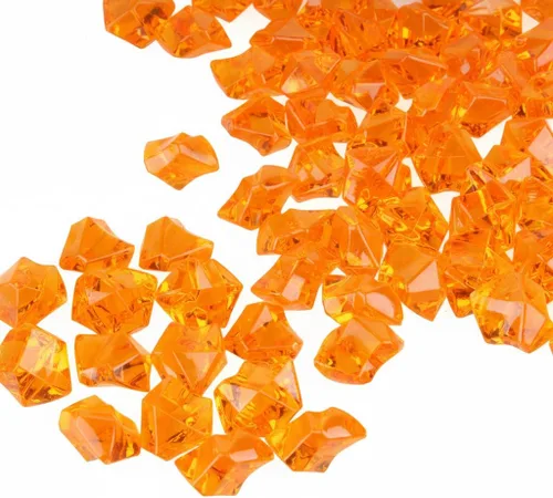 PMLAND 180 piedras de hielo acrílicas naranjas – Gemas de hielo falsas trituradas, piedras de cristal decorativas para relleno de jarrón, mesa de
