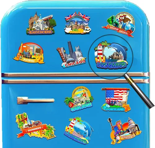 Miniatura 4 de Imán de Los Cabos México para nevera 3D hitos de madera 3D para viajes, recuerdos coleccionables, decoración hecha a mano -2063