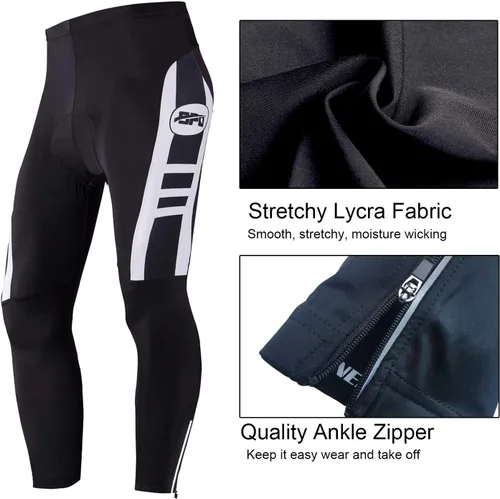 Miniatura 4 de Cycling Pants for Men Road Bike Compression Tights Winter Biking Bottoms with Padding UV Proof