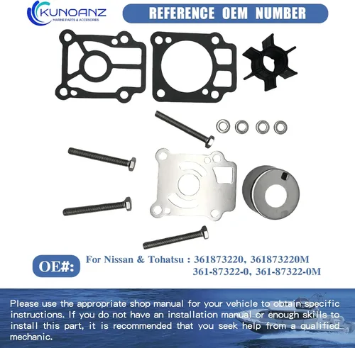 Miniatura 3 de Kit de reparación de impulsor de bomba de agua 361873220 361-87322-0/0M para Nissan Tohatsu 25 30 40 HP 2-Stroke fuera de borda 25HP 30HP 40HP