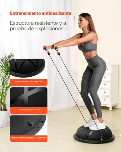 Miniatura 4 de VEVOR Half Exercise Ball Trainer, 23/26 inch Balance Ball Trainer, 1500lbs Capacity Stability Ball, Yoga Ball with Resistance Bands & Foot Pump