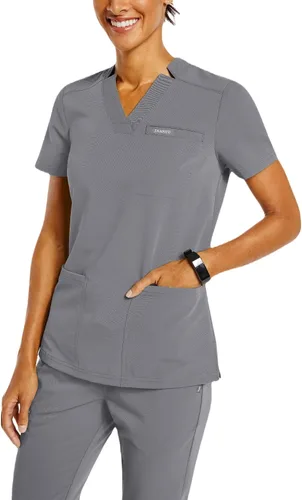 Miniatura 3 de Jaanuu Camiseta quirúrgica relajada con cuello en V para mujer de 3 bolsillos