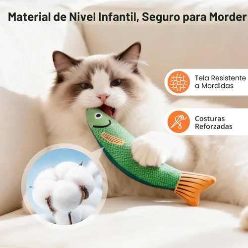 Miniatura 4 de Potaroma Juguetes para gatos con pescado sabino, paquete de 3, sonido crujiente de menta de gato, suave y duradero, juguete interactivo para gatitos