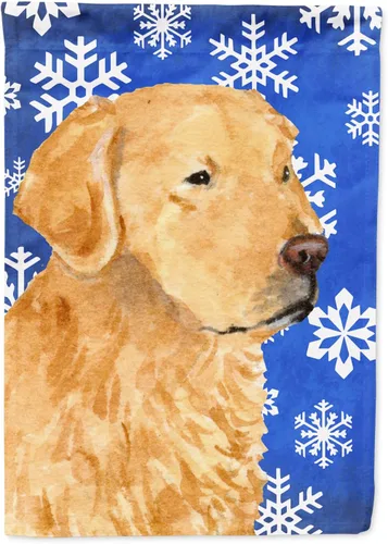 Miniatura 136 de Caroline's Treasures SC9374GF Bulldog English Snow flakes Holiday Garden Flag Buzón Bandera decorativa para patio exterior, patio, obras de arte