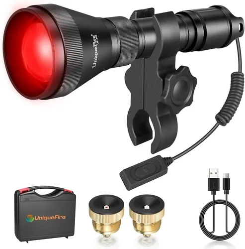 Miniatura 11 de H5 850nm IR Iluminador Linterna Luces para Visión Nocturna Iluminador Infrarrojo Linterna con Control Dual Interruptor de Presión Remoto, Cargador