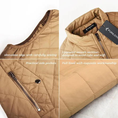 Miniatura 4 de Fuinloth - Chaleco acolchado para mujer, diseño de cuello alto, ligero, con cierre