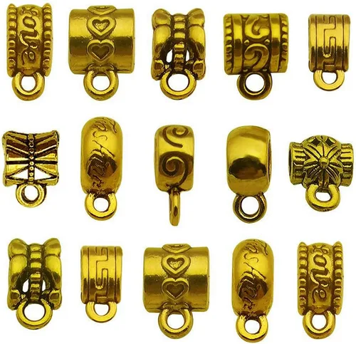 100 cuentas de oro antiguo con cierre de fianza, cuentas de tubo de fianza, cuentas espaciadoras sueltas, dijes para colgar cuentas para hacer M671