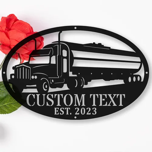 Miniatura 78 de Letrero de metal personalizado con nombre de camión, semirremolque, arte de pared para valla de garaje, patio, decoración al aire libre, letrero