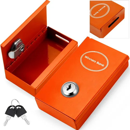 Miniatura 17 de Reallnaive 1 Paquete Caja de Metal para Apostadores Tamaño de Bolsillo Banco Ganador Caja de Dinero de Casino con 2 Llaves Caja Fuerte Portátil