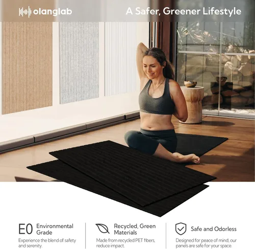 Miniatura 4 de Olanglab Paquete de 10 paneles acústicos de pared, 48 x 24 pulgadas por cada panel acústico, absorbentes de sonido, paneles de sonido decorativos