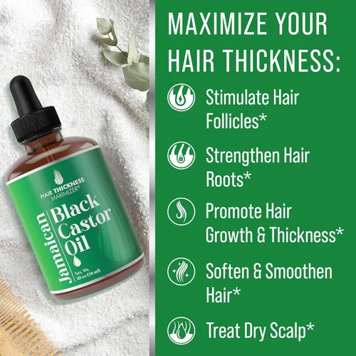 Miniatura 3 de Aceite de ricino negro jamaicano para el crecimiento del cabello. Fortalece e hidrata el adelgazamiento, el cabello seco para un cuero cabelludo