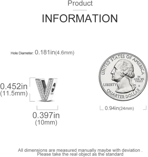 Miniatura 4 de MULA Dijes de plata de ley 925 para pulseras y collares de cuentas del alfabeto de la A a la Z, colgantes con circonita cúbica 5A, regalos