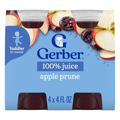 Miniatura 3 de Gerber Zumo de ciruela de manzana, jugo sin OMG de concentrado, hecho para niños pequeños, botellas de 4-4 onzas líquidas por paquete (paquete de 6)