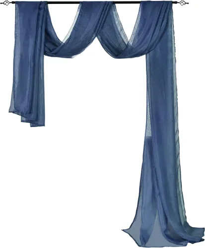 KEQIAOSUOCAI Cortina transparente azul marino para ventana, cenefa de 216 pulgadas de largo, tela transparente para drapear cortinas, para bodas,