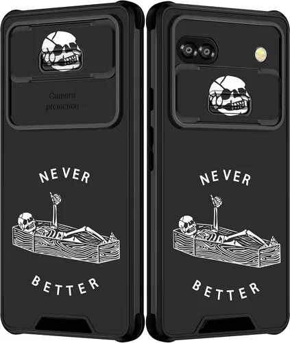 Miniatura 10 de Funda para Google Pixel 6A con diseño de corazón para niñas y mujeres, diseño único de moda negra con funda de cámara deslizante, fundas estéticas