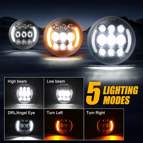 Miniatura 2 de SUPAREE Faro delantero LED para motocicleta de 5.75 pulgadas con halo DRL y señal de giro Plug & Play de 5-3/4 pulgadas Faro delantero de proyección