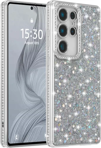 Miniatura 17 de FABSPARK Funda para Samsung Galaxy S22, Cristal Brillante Diamante Pedrería Lentejuela Brilloso Reluciente Espumoso Brillante Lujoso Galvanizado
