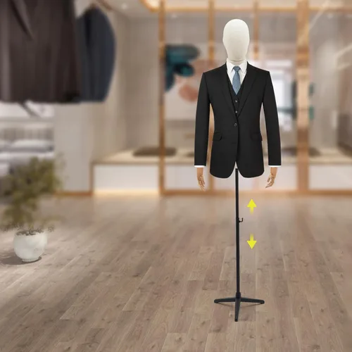 Miniatura 3 de Maniquí de medio cuerpo masculino con brazo, cuerpo de maniquí de forma de vestido, cuerpo de maniquí de 53 a 76 pulgadas, altura ajustable, maniquí
