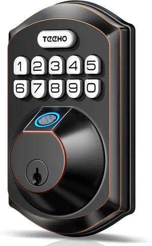 Miniatura 9 de TEEHO TE002 Cerradura de puerta con huella dactilar, cerradura de puerta de entrada sin llave, cerrojo electrónico con teclado, cerraduras Níquel