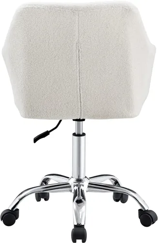 Miniatura 7 de Silla de oficina en casa, moderna silla de escritorio de piel sintética copetuda con respaldo medio, silla giratoria ajustable para oficina en casa
