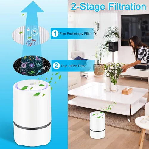 Miniatura 4 de MELEDEN Purificador de aire para el hogar con filtros HEPA verdaderos, purificadores de aire portátiles de bajo ruido con luz nocturna, limpiador