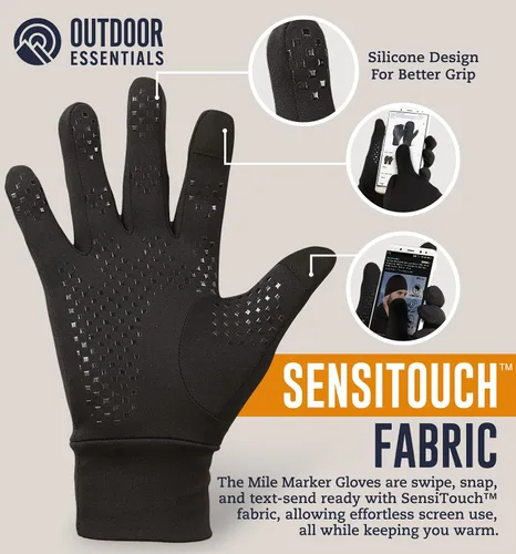 Miniatura 2 de Guantes para correr con pantalla táctil, forro térmico de invierno para clima frío para hombres y mujeres, guantes negros delgados, ligeros