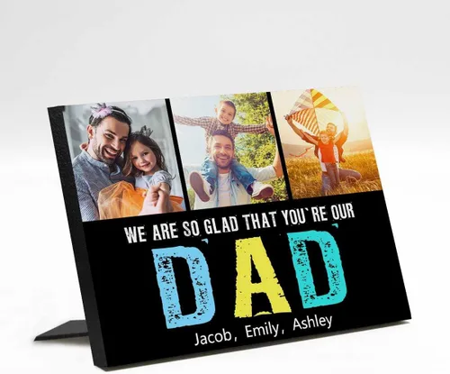 Miniatura 28 de InterestPrint Panel de fotos personalizado para papá y nombre para exhibición de mesa, mejor papá estrella, 6 fotos, marco de fotos personalizado