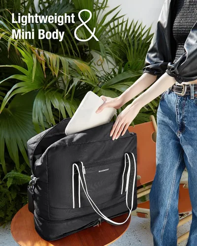 Miniatura 3 de BAGSMART Bolsa de lona para hombre y mujer, Beige, Bolsa de viaje