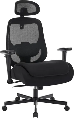 Office Chair with Ergonomic Lumbar Support and Mesh Back for Home Office, Desk Chair with Wide Seat and Adjustable Arms for Computer Desk, Computer