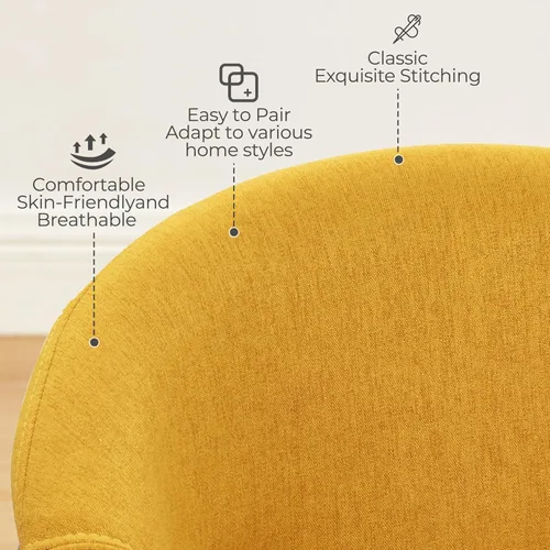 Miniatura 3 de Art Leon Silla de oficina de mediados de siglo, silla de escritorio moderna sin ruedas, silla de escritorio de madera tapizada de tela, silla