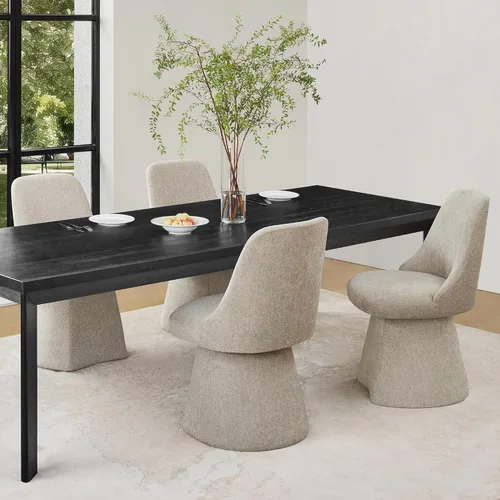 Miniatura 30 de KISLOT Juego de 4 sillas de comedor giratorias, tapizadas de mediados de siglo con respaldo alto, sillas de cocina de tela de lino para comedor, Una