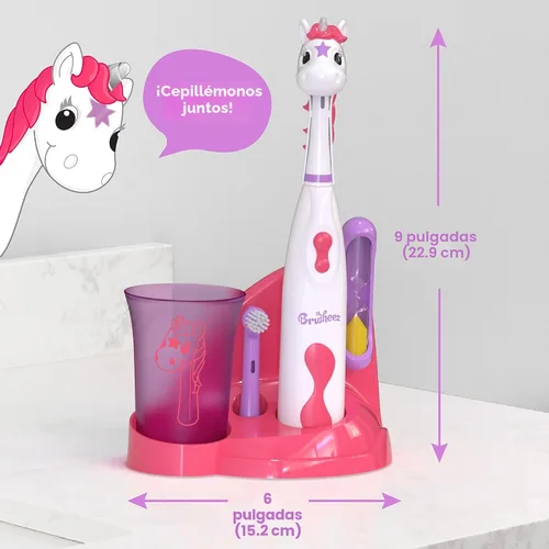 Miniatura 6 de Brusheez Juego de cepillos de dientes eléctricos para niños, seguro y eficaz para mayores de 3 años, probado y aprobado por los padres con cerdas