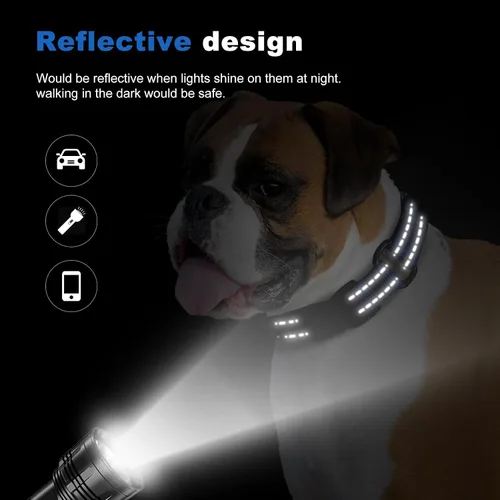 Miniatura 4 de Collares de perro reflectantes de martingala. Collar de perro con hebilla de liberación rápida. Collar de mascota de nylon ajustable, suave, Azul