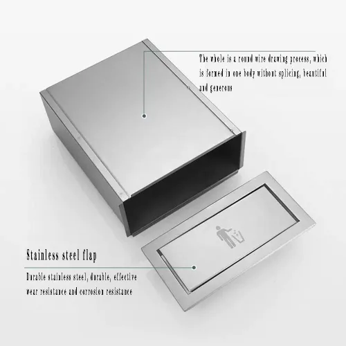 Miniatura 3 de zktoermn Tapa con solapa para encimera, de acero inoxidable integrado, ojal de basura empotrada, tapa de bote de basura empotrada, tapa de canal