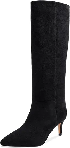 Miniatura 39 de wetkiss Botas altas hasta la rodilla para mujer, con tacón de gatito y diseño de punta puntiaguda, clásicas y sexys