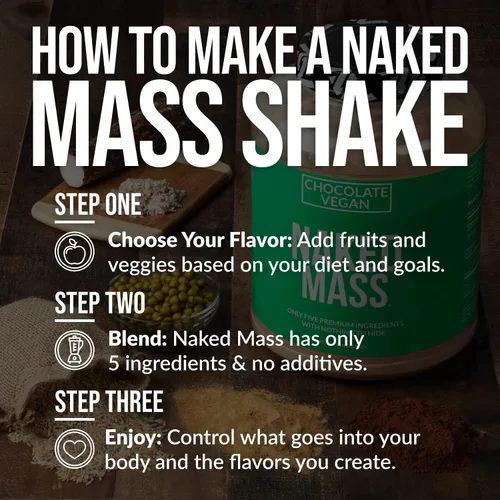 Miniatura 8 de NAKED Vegan Mass - Ganador de peso vegano de chocolate - 1,280 calorías, sin OGM, sin soja ni gluten, sin ingredientes artificiales - 8 libras a