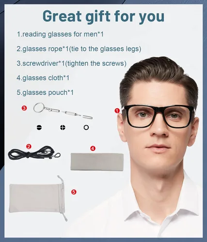Miniatura 6 de AEZUNI Gafas de lectura extra grandes 1.0 cuadrados de gran tamaño para hombres lectores 1.00 1.25 1.50 1.75 2.00 2.25 2.50 2.75 3.00 3.50 4.00 5.00
