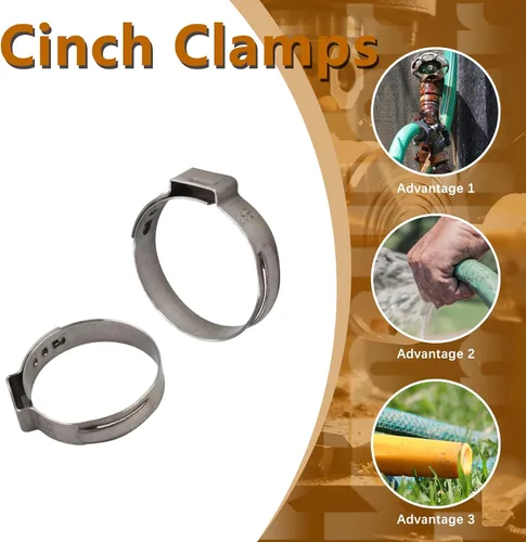 Miniatura 7 de kimllier 50 abrazaderas de manguera de 25.4 a 1.122 in, accesorios de acero inoxidable, abrazaderas de apriete para conexiones de manguera de tubo