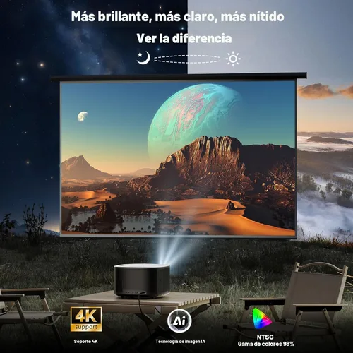 Miniatura 3 de Outdoor-Projector-4K with WiFi and Bluetooth:[3500 Bright/60W Dolby Audio/Official Licensed Apps],Smart-Projector with AI Auto Focus,ONOAYO ONO5Pro