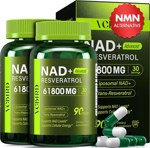 Nad Resveratrol Suplemento 1200mg por porción - Nad+ liposomal Resveratrol para mujeres y hombres - Suplemento Nad+ de alta pureza de 1200 mg para