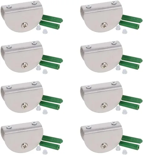 Miniatura 20 de MroMax 12PCS 1.1" x 0.87" x 0.47" (LxWxH) Soporte de estante de vidrio semicírculo ajustable acero inoxidable puerta gabinete clip plateado