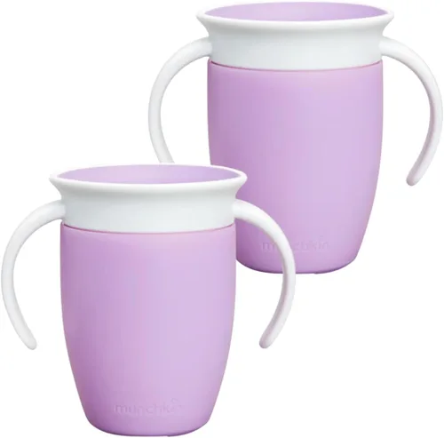 Miniatura 5 de Tazas Munchkin Miracle 360 para niños pequeños, vasos entrenadores, tazas para niños pequeños a prueba de derrames, con diseño sin boquilla Rosa 2
