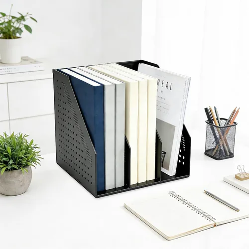 Miniatura 7 de SAYEEC 1 pieza Organizador de archivos de revistas plegable de plástico con organizador de carpetas vertical para escritorio, organizador