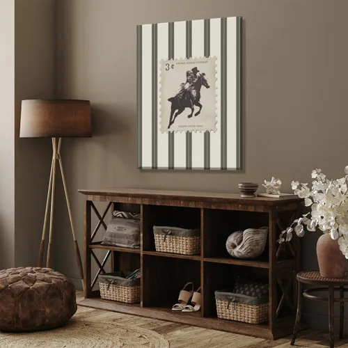 Miniatura 6 de Póster vintage a rayas de Rodeo y vaquero, sello retro de tres centavos, impresión en lienzo de caballo y caballo arte de pared occidental, estilo-1