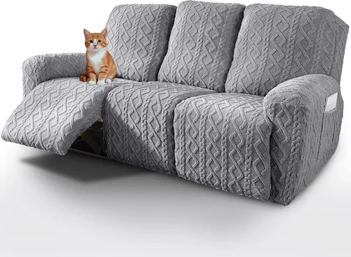 Miniatura 24 de vctops Verde Navideño 4 Piezas Fundas para Sillón Reclinable de Felpa Jacquard Geométrica Suaves Peludas Mullidas Funda para Sofá y Sillón