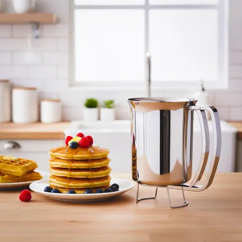 Miniatura 8 de Dispensador de masa para panqueques, vertedor gourmet de acero inoxidable, perfecto para hornear cupcales, waffles, pasteles y magdalenas