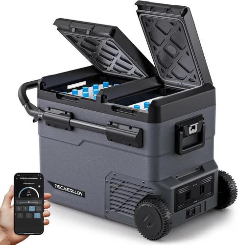 Miniatura 10 de TECXERLLON Refrigerador eléctrico de doble zona para automóvil de 12 voltios, congelador portátil de 40 cuartos de galón con control de APP