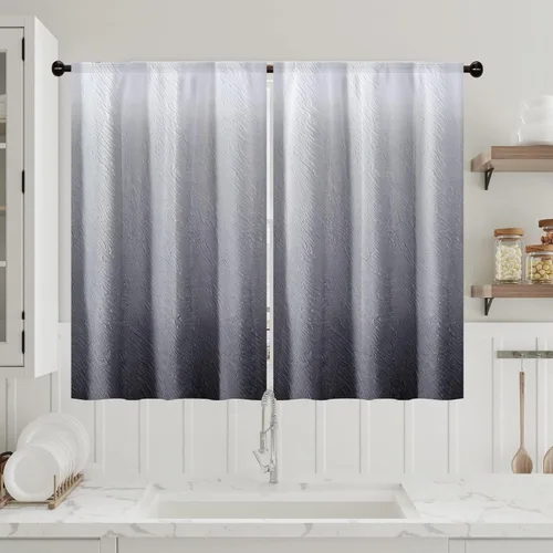 Miniatura 21 de Cortina de eucalipto negro y gris, cenefa para tratamiento de ventana, estilo bohemio, rústico, floral, bolsillo para barra, cortinas de ventana