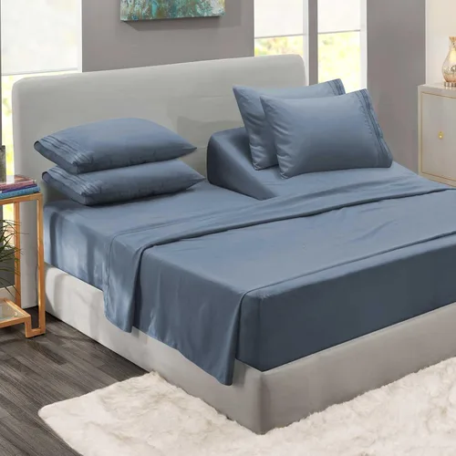Miniatura 92 de Clara Clark - Juego de sábanas King con Flex Top, 6 piezas - Sábanas de lujo para cama King con cabeza dividida, juego de cama súper suave, King