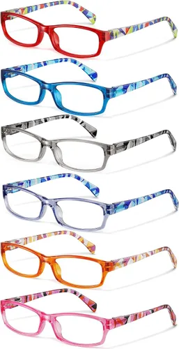 Miniatura 14 de Reading Glasses for Women, Rectangle Readers for Women with Blue Light Blocking Spring Hinge Eyeglasses UV Filter